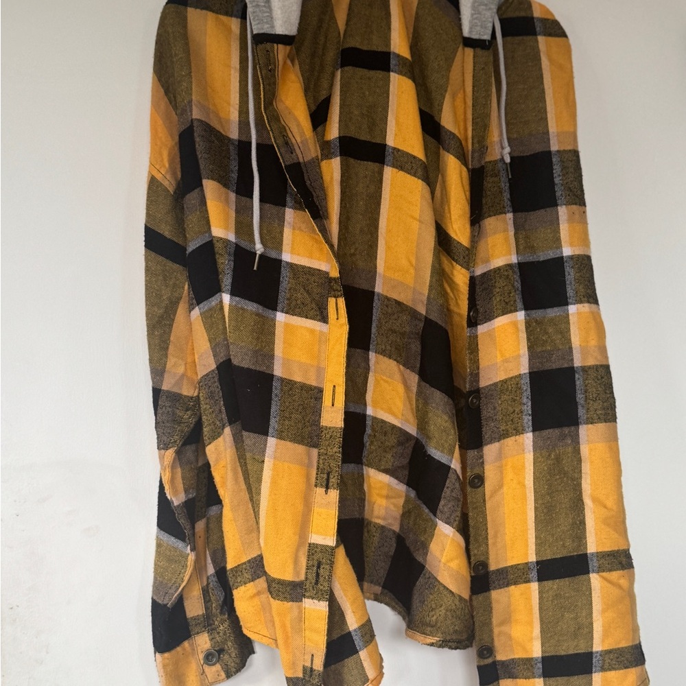 BDG Yellow and Black Checkered Shirt
